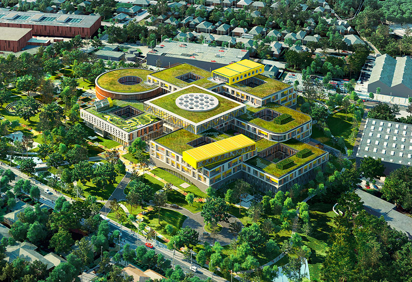 LEGO-koncernen öppnar ett nytt campus med leken i centrum i Billund, Danmark Nya Projekt
